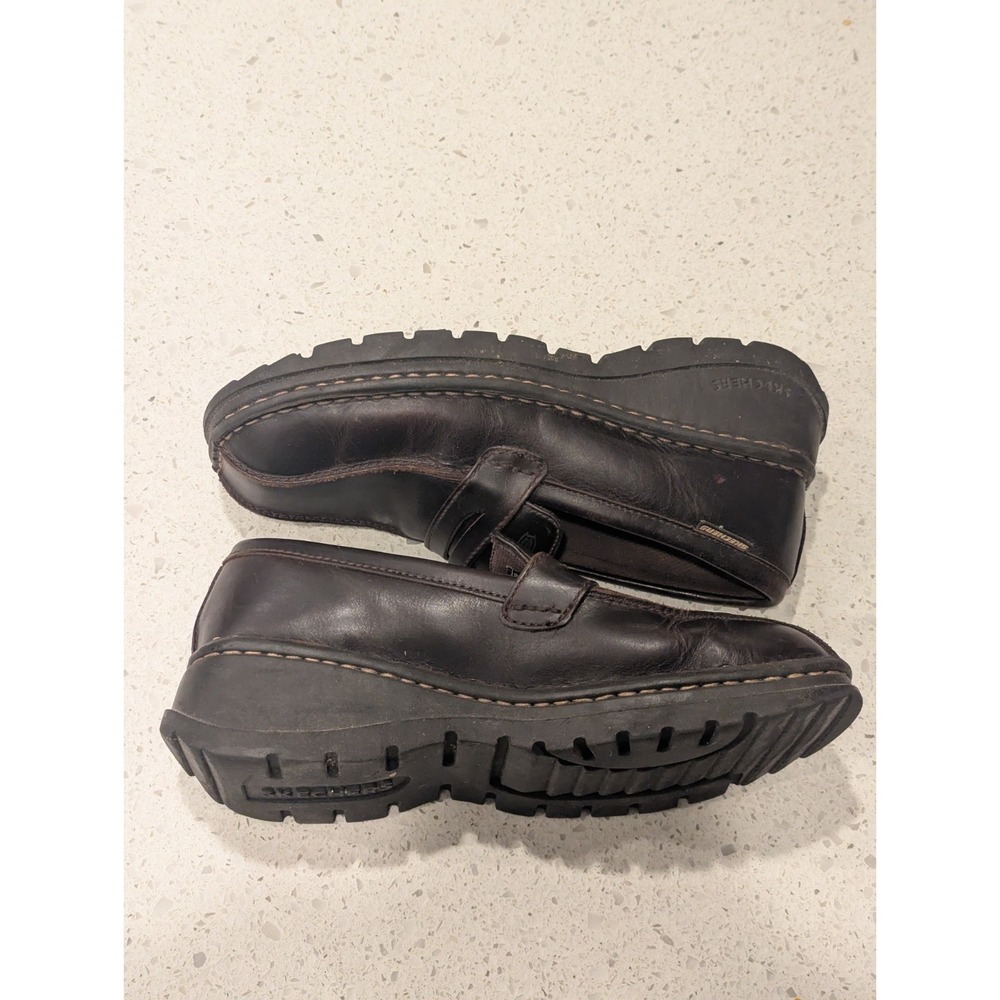 Vintage Skechers Y2K Grunge Brown Leather Chunky Oxford Loafers Women's 8.5 US - Picture 7 of 10